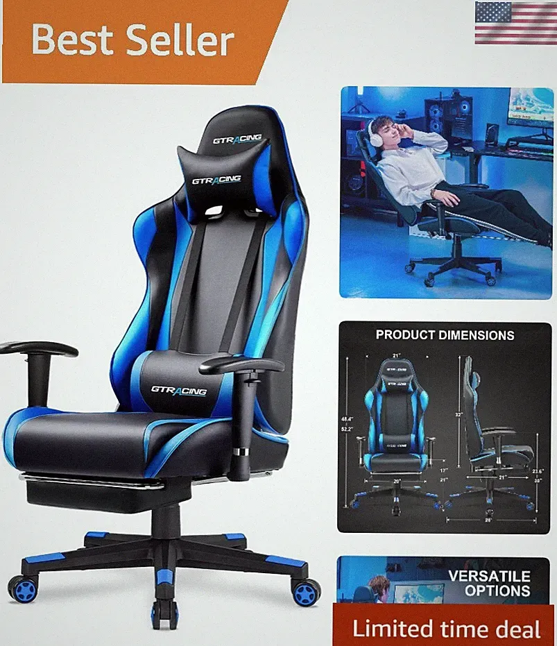 Reclining Gamer Chair with Footrest & Lumbar Support - Perfect for Gaming